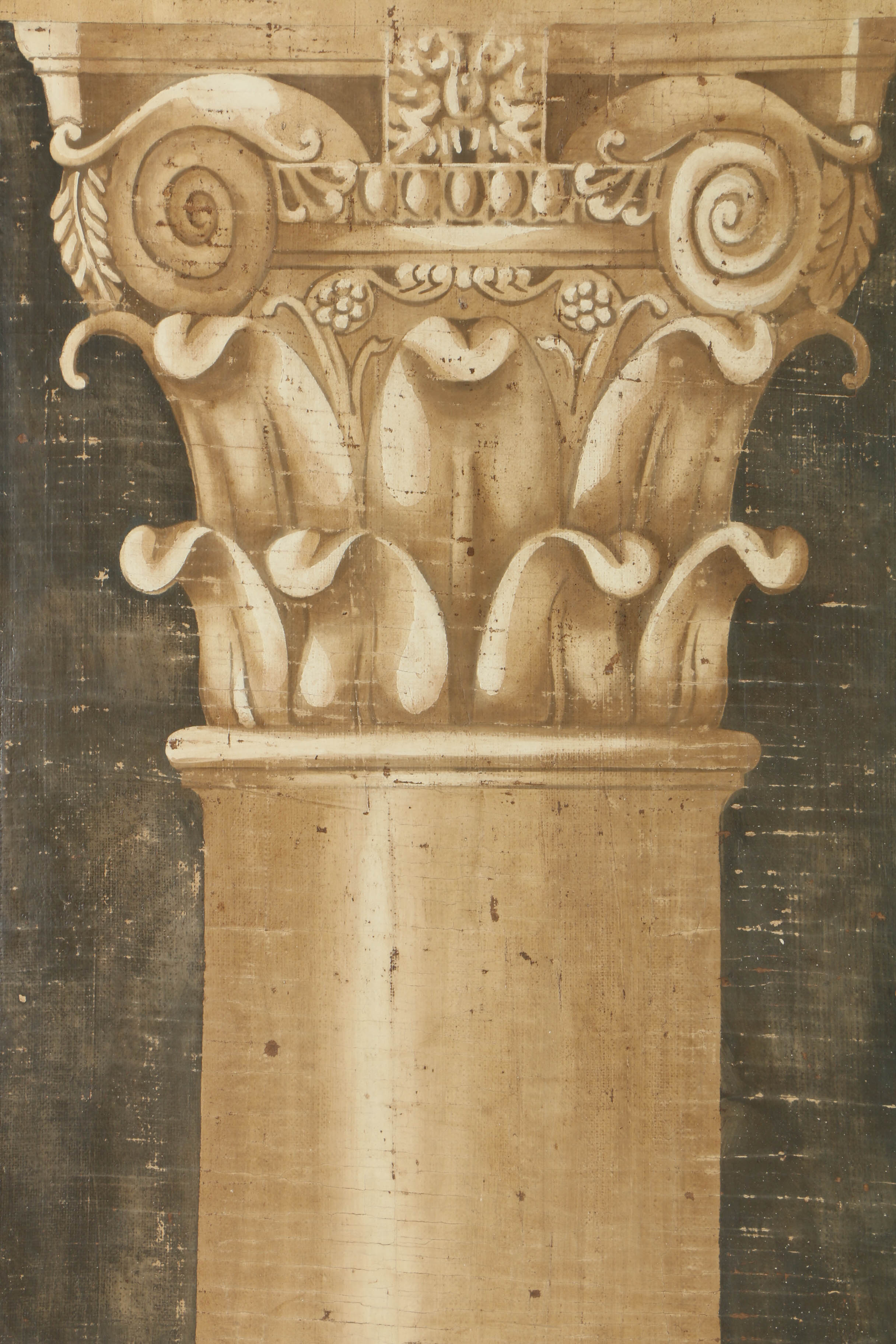 Jacques Lamy Fresco Painting on Burlap of Composite Column