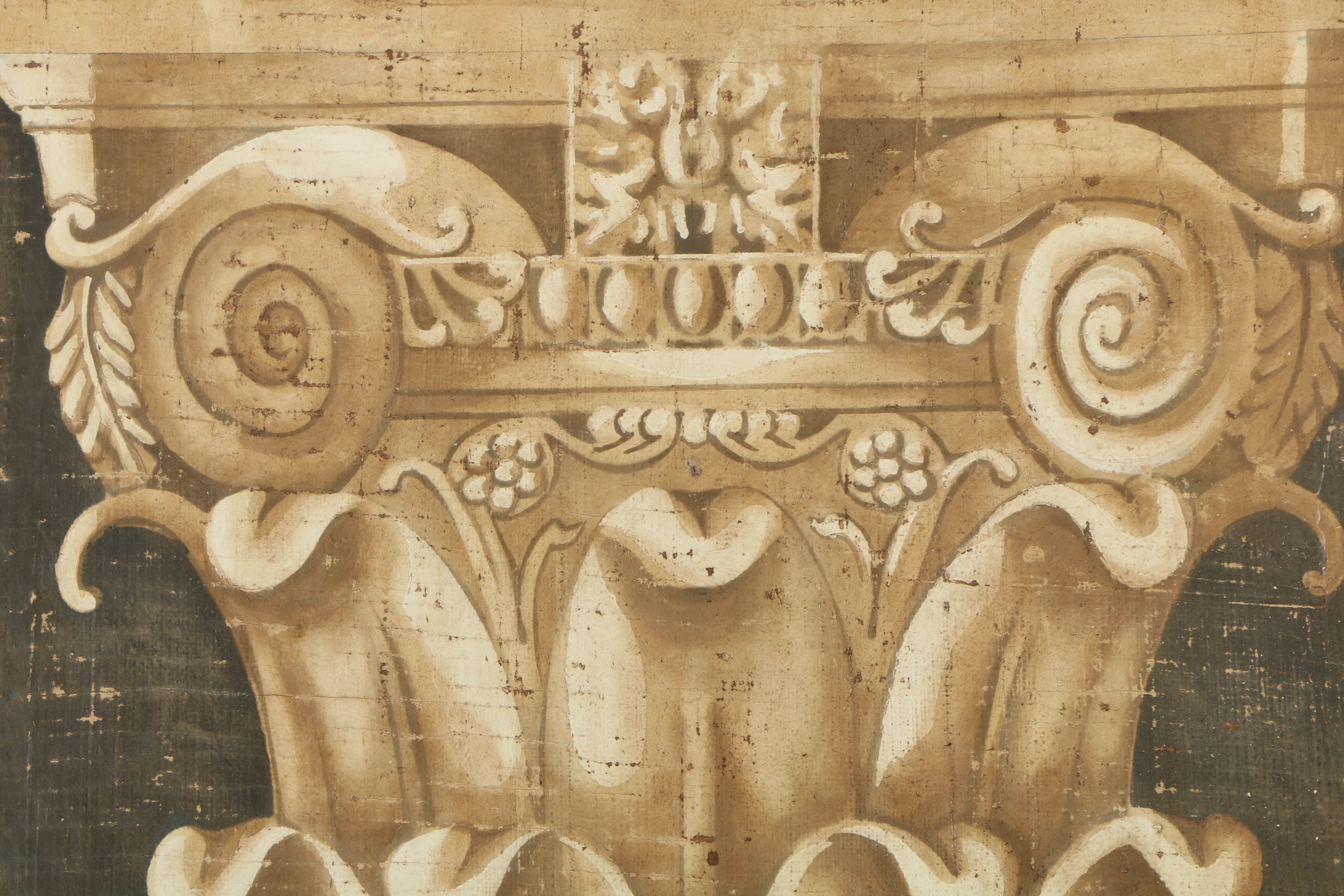 Jacques Lamy Fresco Painting on Burlap of Composite Column