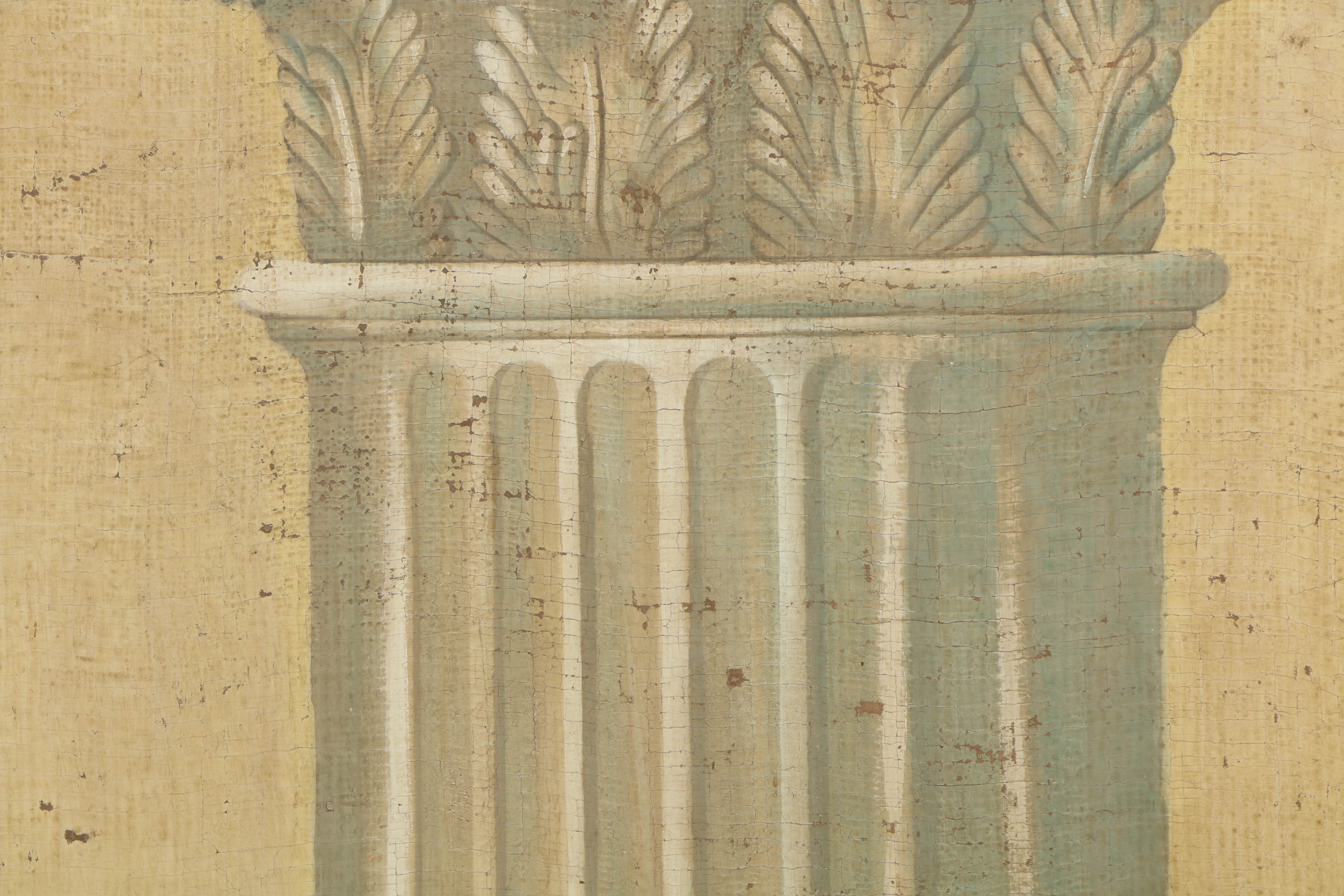 Jacques Lemy Fresco Painting on Burlap of Corinthian Column