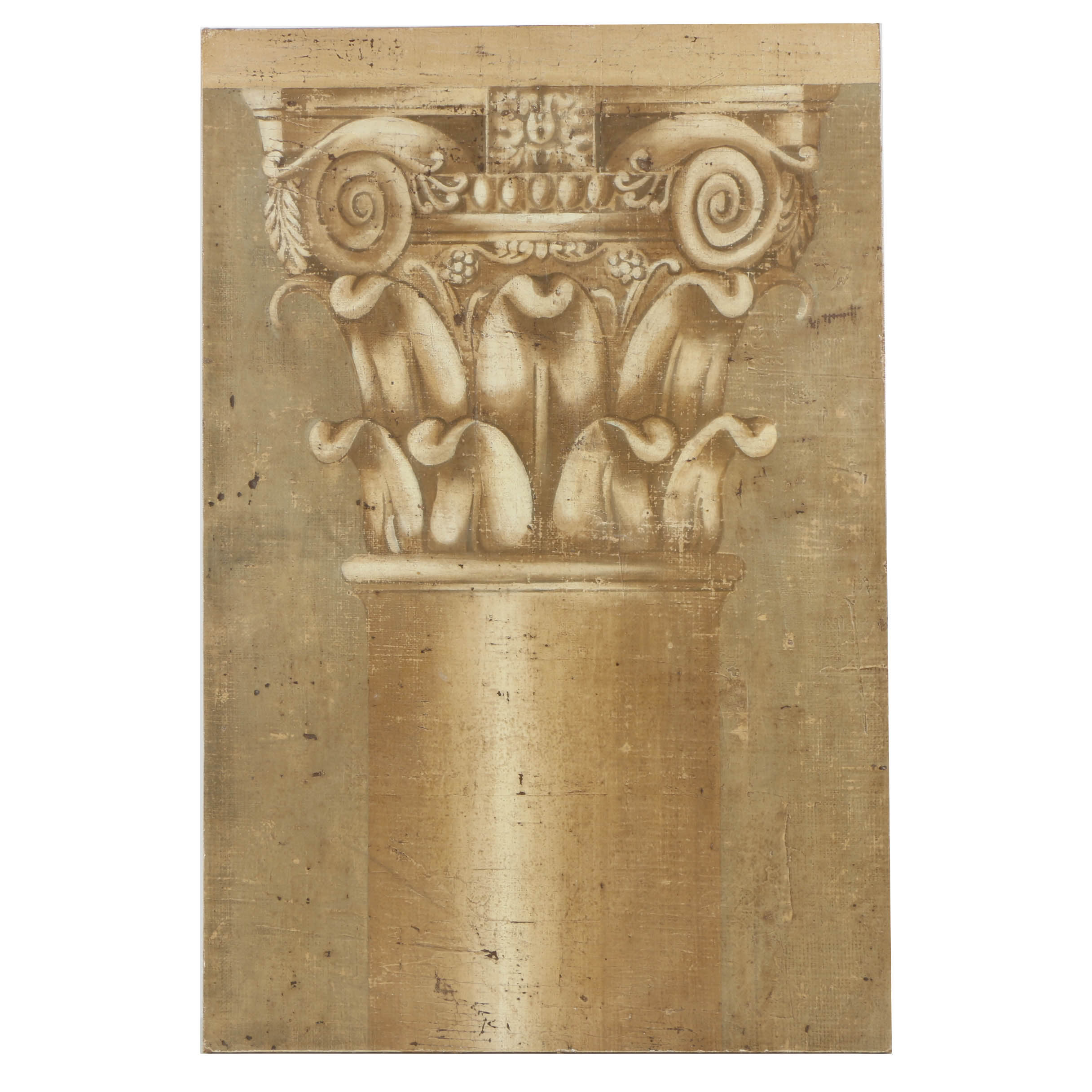 Jacques Lamy Fresco Painting on Burlap of a Corinthian Column