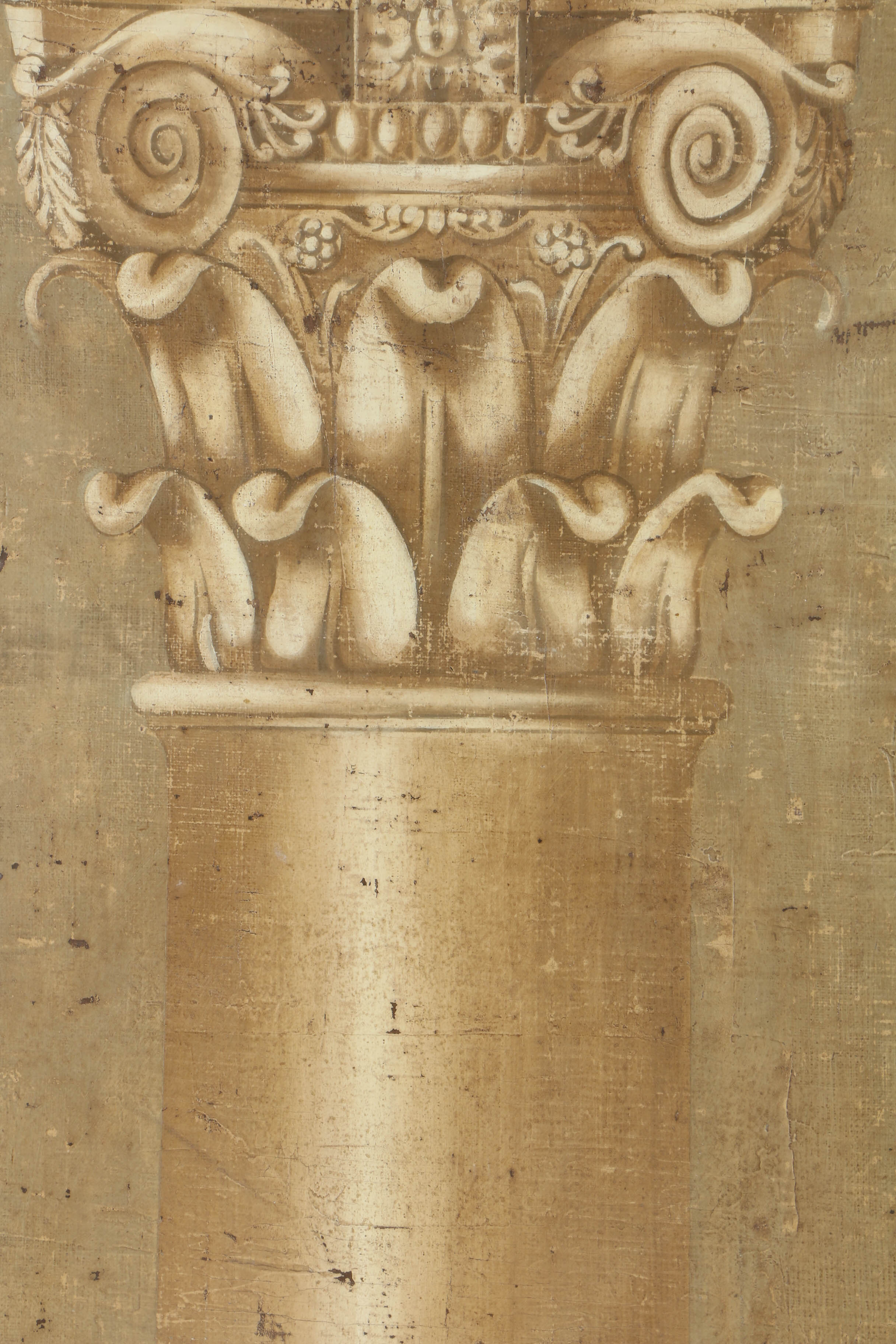 Jacques Lamy Fresco Painting on Burlap of a Corinthian Column