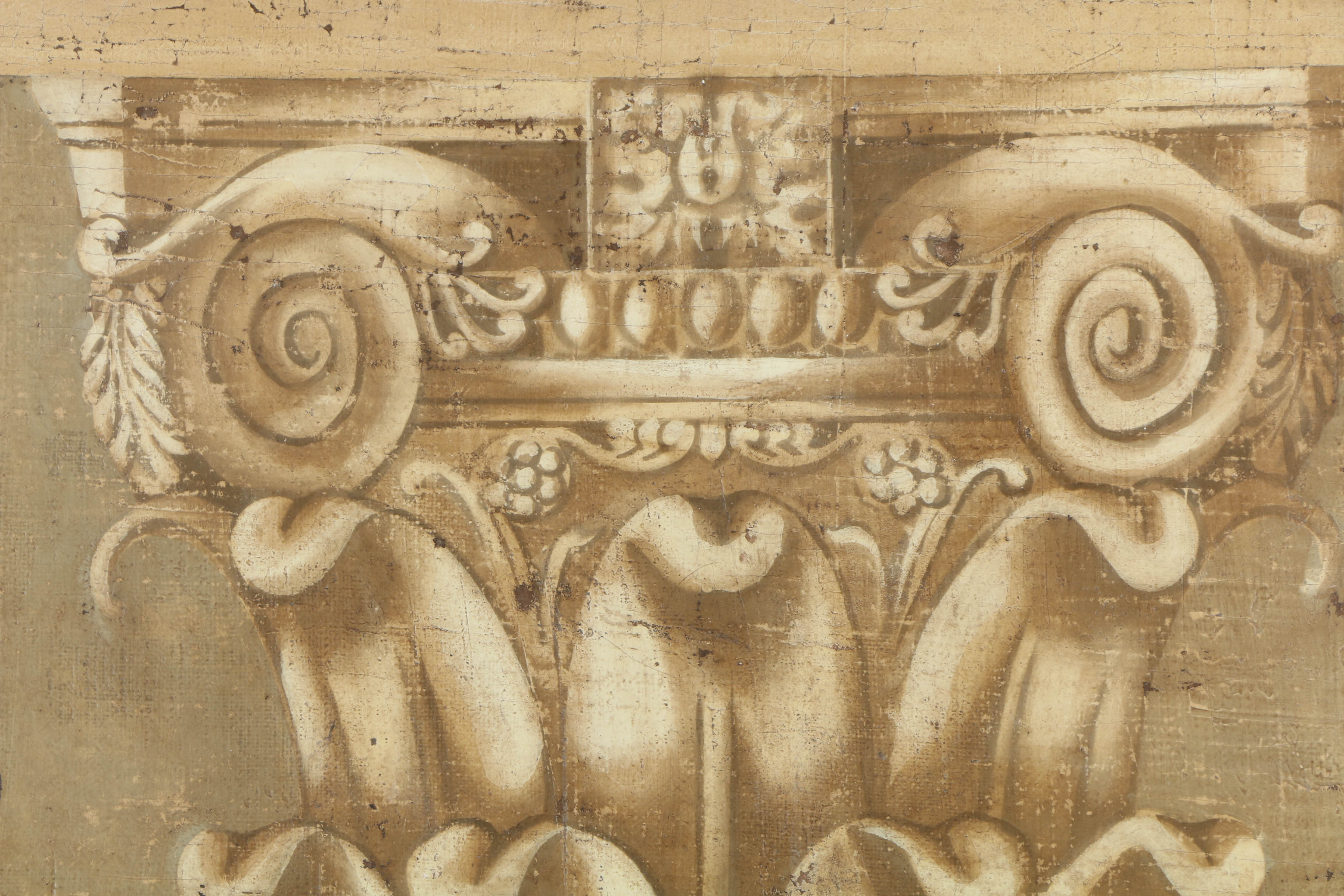 Jacques Lamy Fresco Painting on Burlap of a Corinthian Column