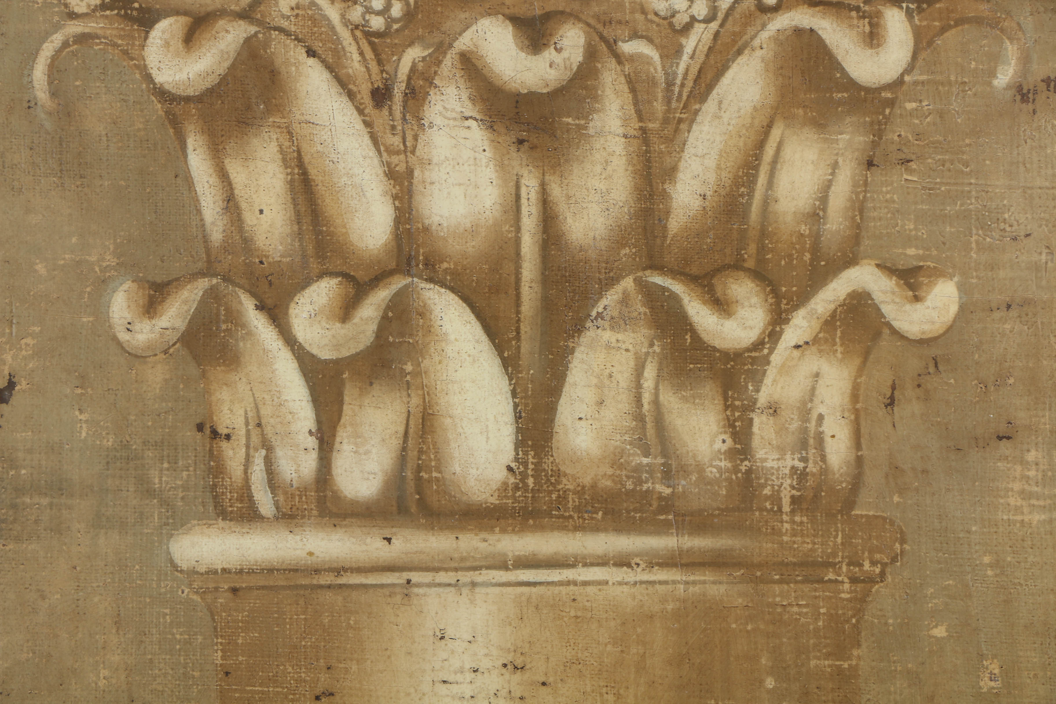 Jacques Lamy Fresco Painting on Burlap of a Corinthian Column