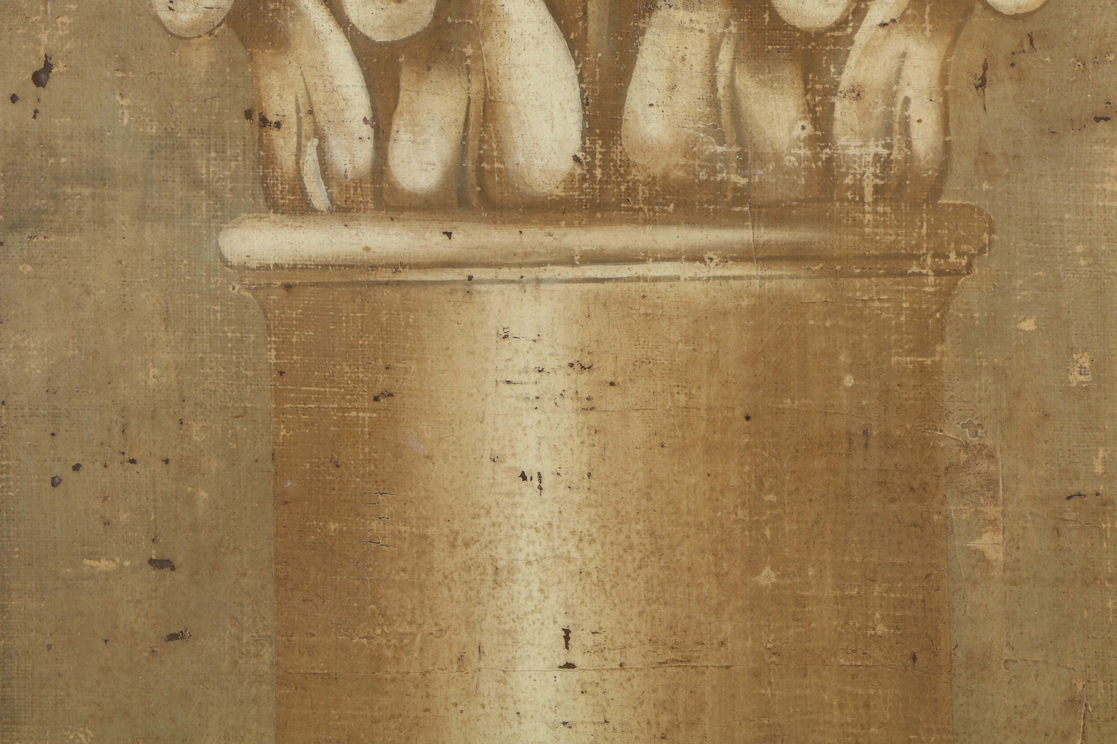 Jacques Lamy Fresco Painting on Burlap of a Corinthian Column
