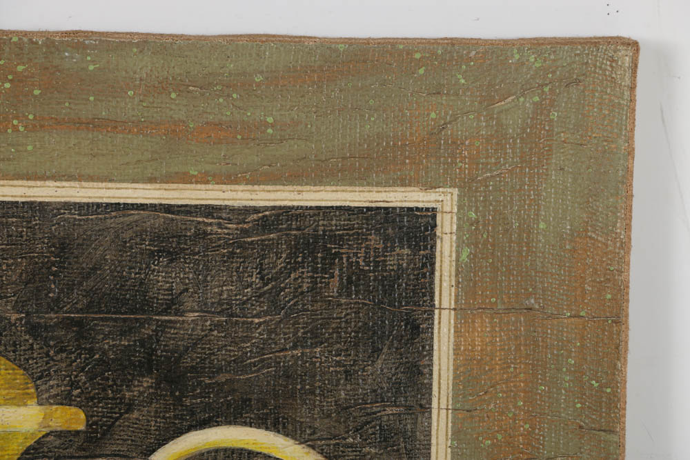 Jacques Lamy Fresco Painting on Burlap of a Vase