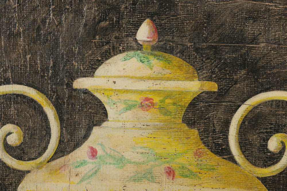 Jacques Lamy Fresco Painting on Burlap of a Vase