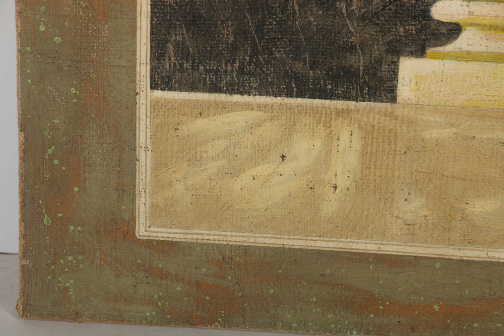 Jacques Lamy Fresco Painting on Burlap of a Vase