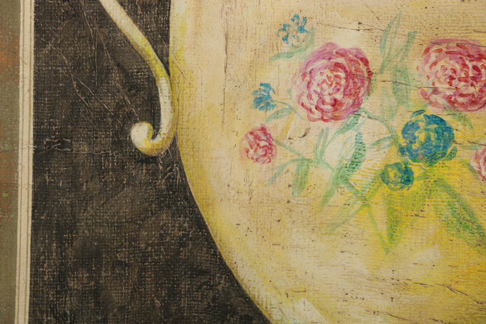 Jacques Lamy Fresco Painting on Burlap of a Vase