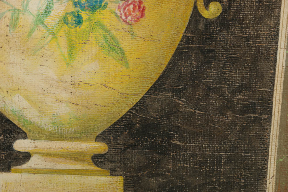 Jacques Lamy Fresco Painting on Burlap of a Vase