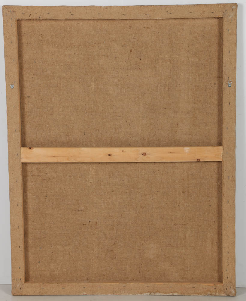 Jacques Lamy Fresco Painting on Burlap of a Vase