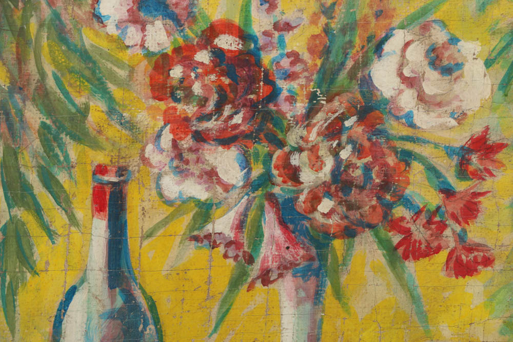 Jacques Lamy Fresco Painting on Burlap Still Life