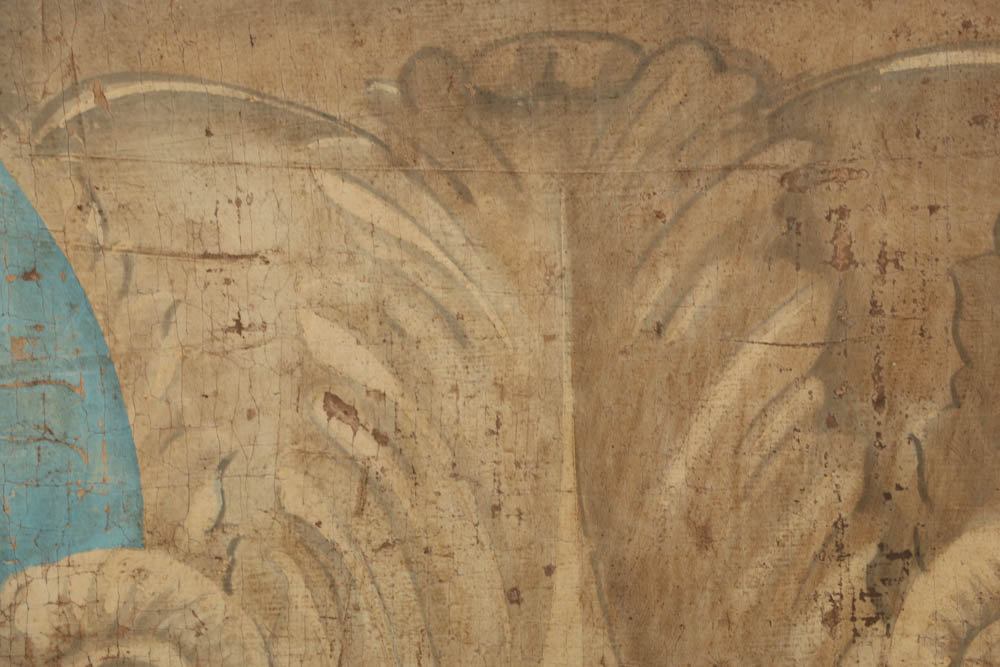 Jacques Lemy Fresco Painting on Burlap of Marble Vase