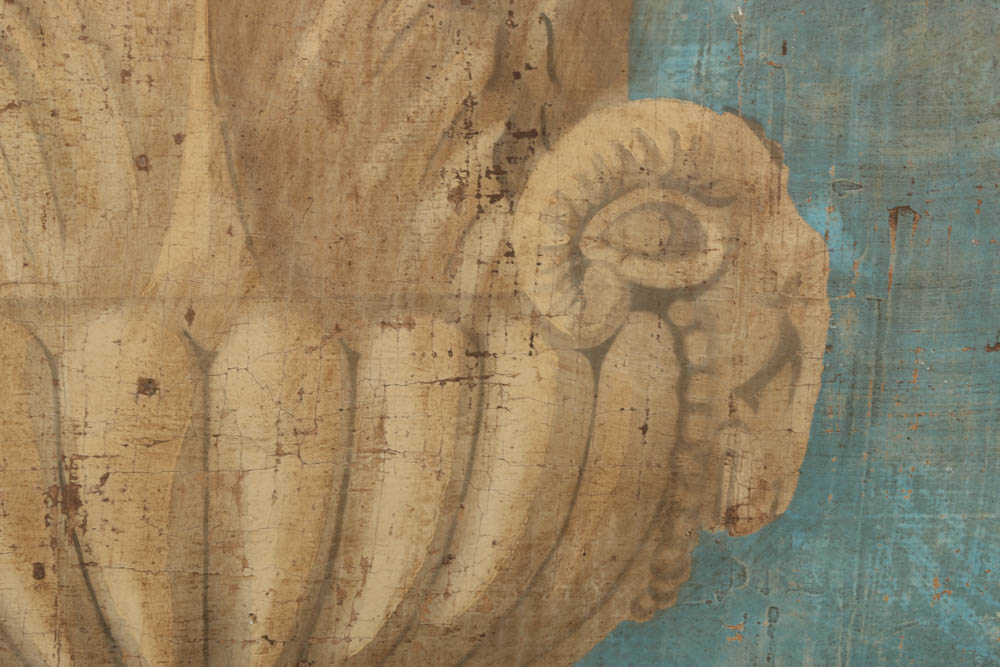 Jacques Lemy Fresco Painting on Burlap of Marble Vase