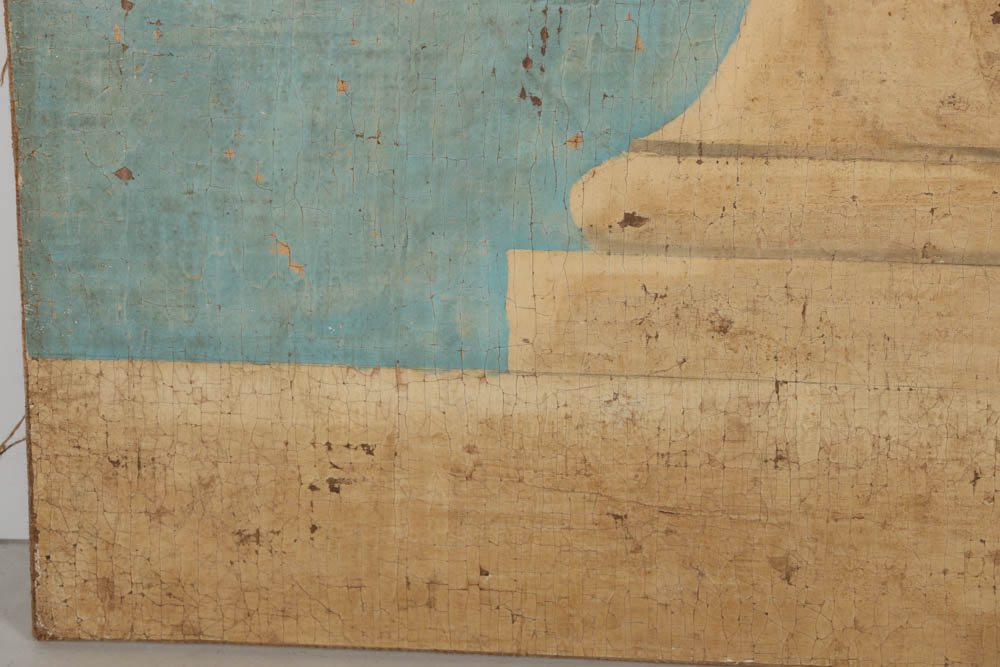 Jacques Lemy Fresco Painting on Burlap of Marble Vase