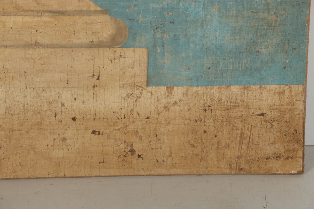 Jacques Lemy Fresco Painting on Burlap of Marble Vase