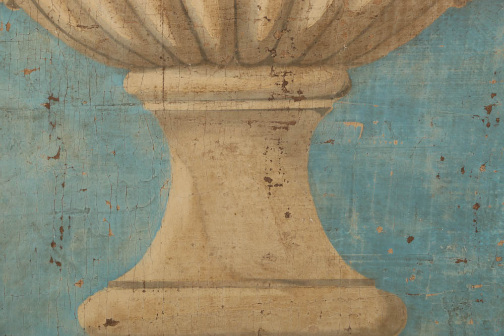 Jacques Lemy Fresco Painting on Burlap of Marble Vase