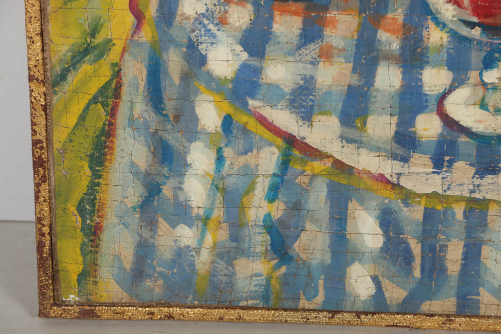 Jacques Lamy Fresco Painting on Burlap of a Still-Life