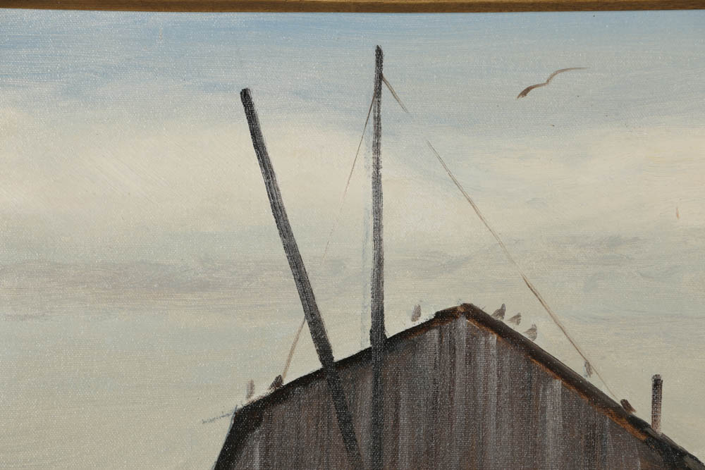 Charles Kinghan Oil Painting on Canvas Dock Scene