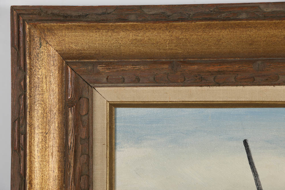 Charles Kinghan Oil Painting on Canvas Dock Scene