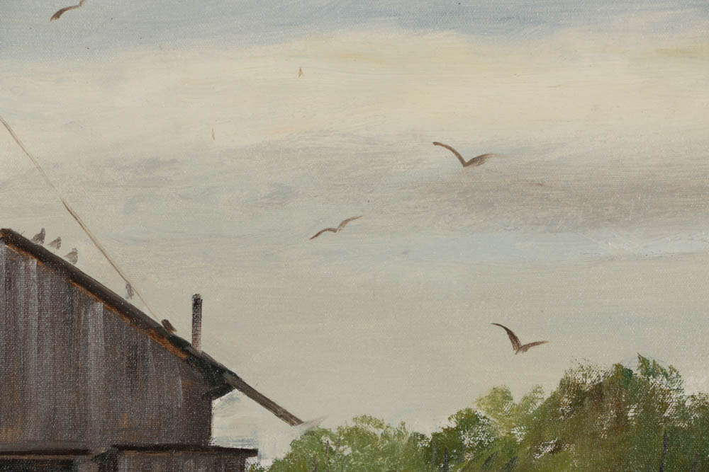 Charles Kinghan Oil Painting on Canvas Dock Scene