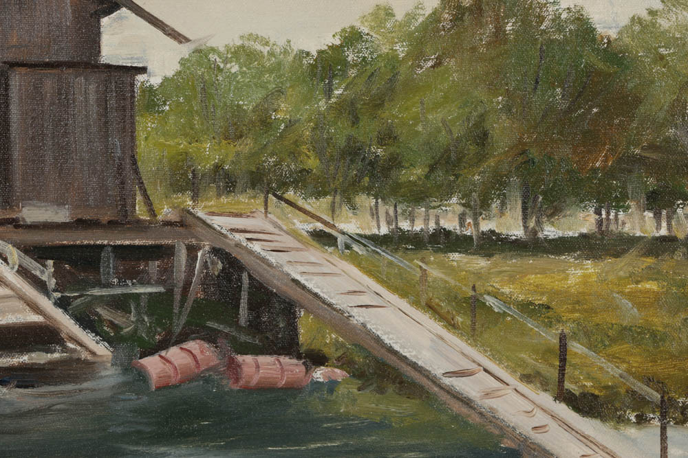Charles Kinghan Oil Painting on Canvas Dock Scene