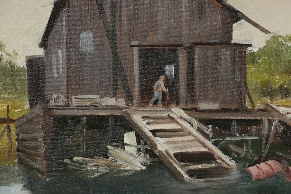 Charles Kinghan Oil Painting on Canvas Dock Scene