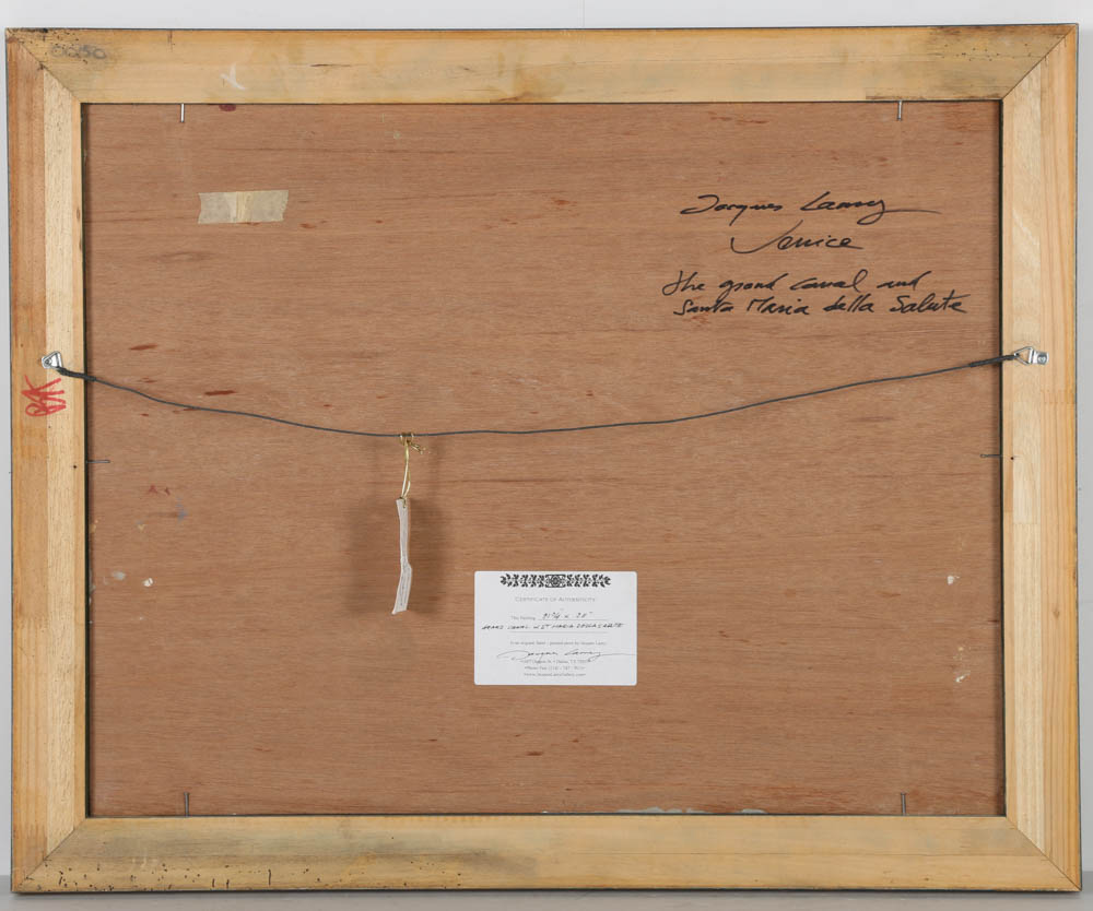 Jacques Lamy Plaster Painting on Board "The Grand Canal and..."