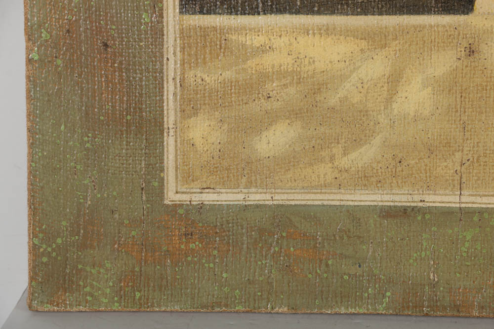 Jacques Lemy Fresco Painting on Burlap of Handled Vase