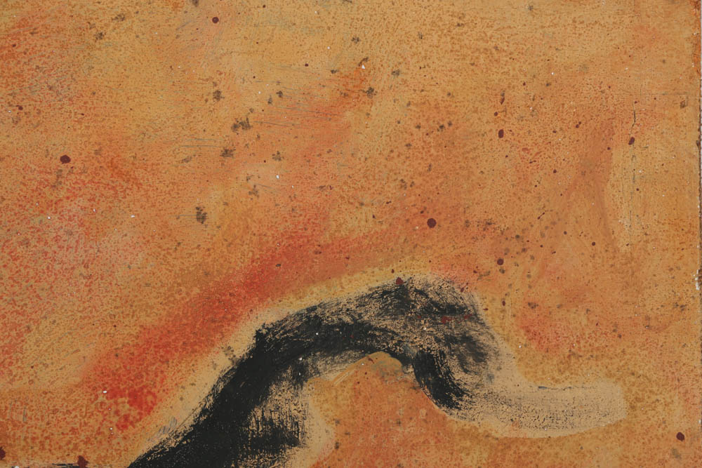 Jacques Lamy Fresco Painting on Burlap "Black Stallion"