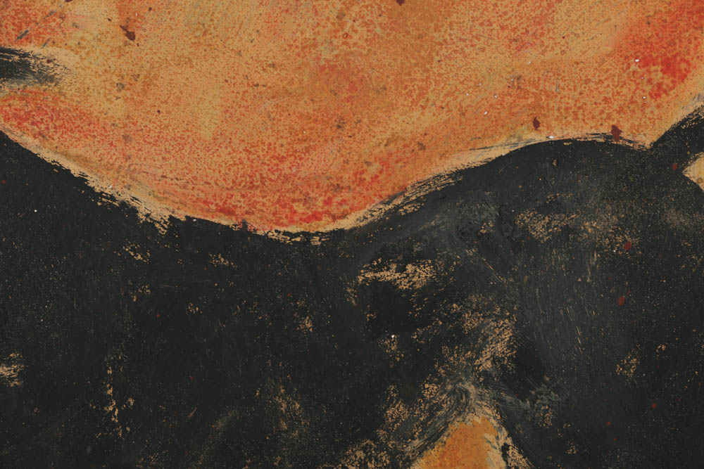 Jacques Lamy Fresco Painting on Burlap "Black Stallion"