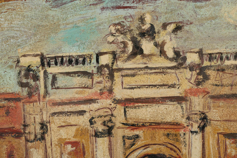 Jacques Lamy Fresco Painting on Burlap "The Trevise Fountain"