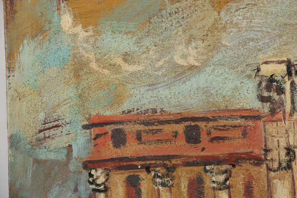 Jacques Lamy Fresco Painting on Burlap "The Trevise Fountain"