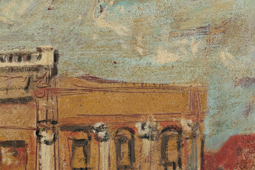 Jacques Lamy Fresco Painting on Burlap "The Trevise Fountain"