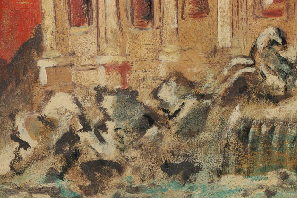 Jacques Lamy Fresco Painting on Burlap "The Trevise Fountain"