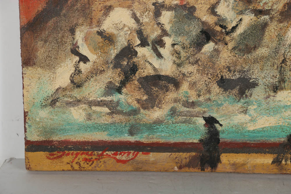 Jacques Lamy Fresco Painting on Burlap "The Trevise Fountain"