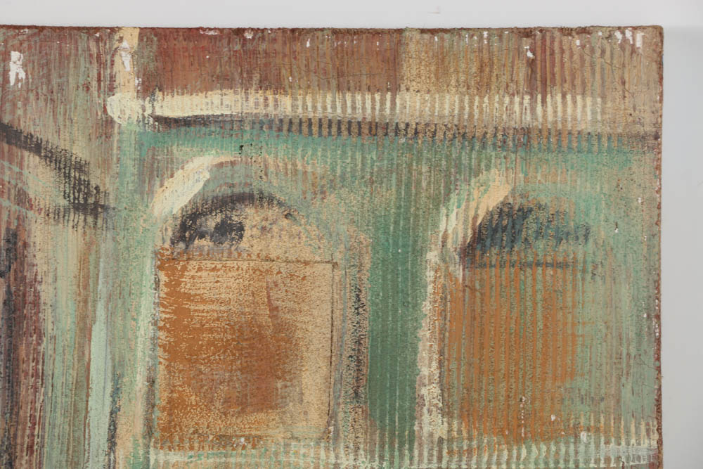 Jacques Lamy Fresco Painting on Burlap "Venice Façade"