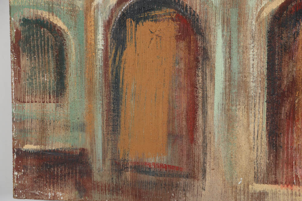 Jacques Lamy Fresco Painting on Burlap "Venice Façade"