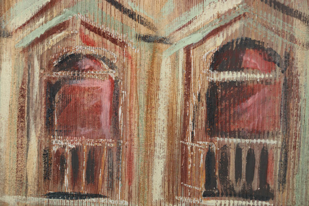 Jacques Lamy Fresco Painting on Burlap "Venice Façade"