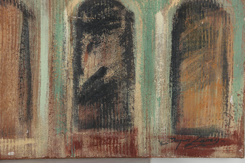 Jacques Lamy Fresco Painting on Burlap "Venice Façade"