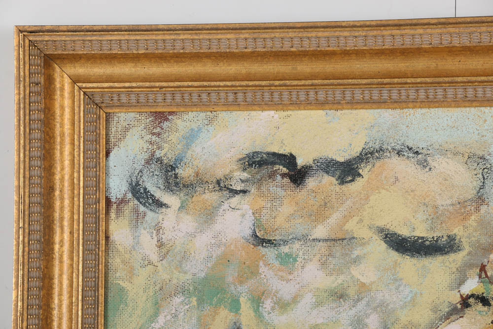 Jacques Lamy Plaster Painting on Board "San Marco Church"