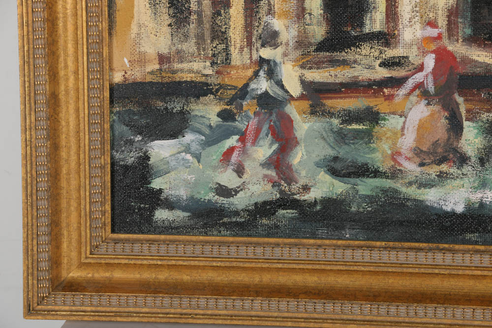 Jacques Lamy Plaster Painting on Board "San Marco Church"