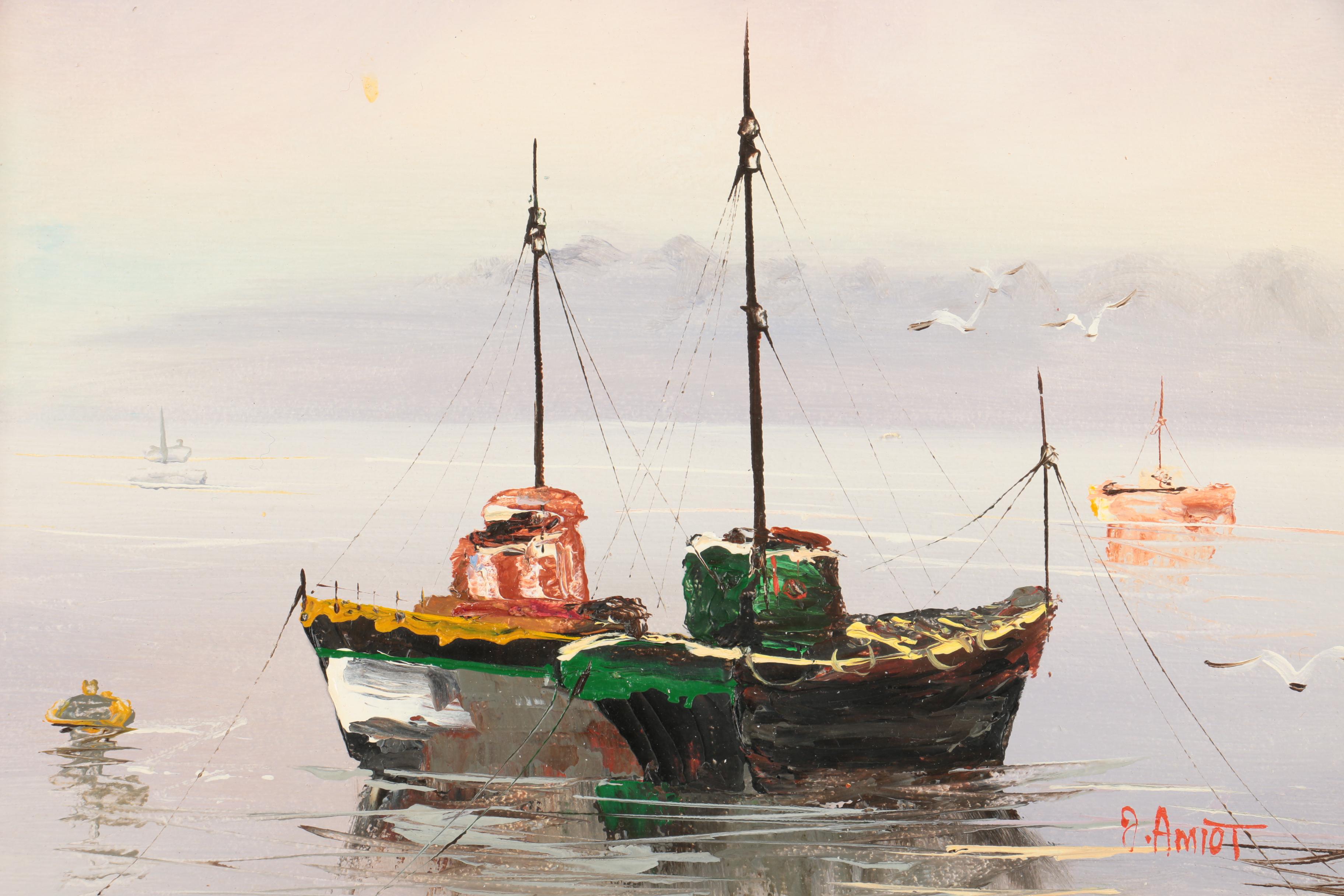 Jean Amiot Signed Oil Painting on Canvas