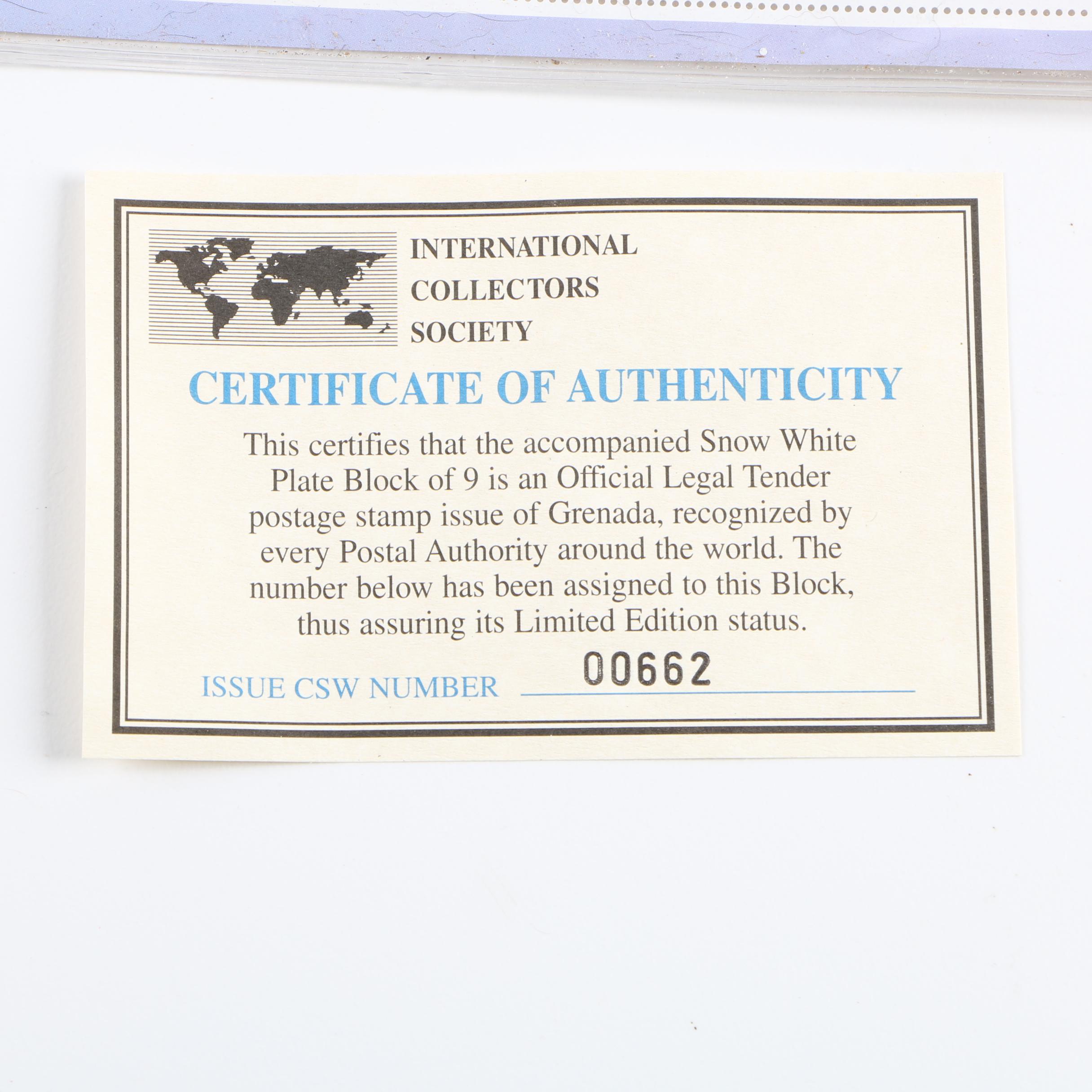 Walt Disney Classic Fairytales Snow White Postage Stamps