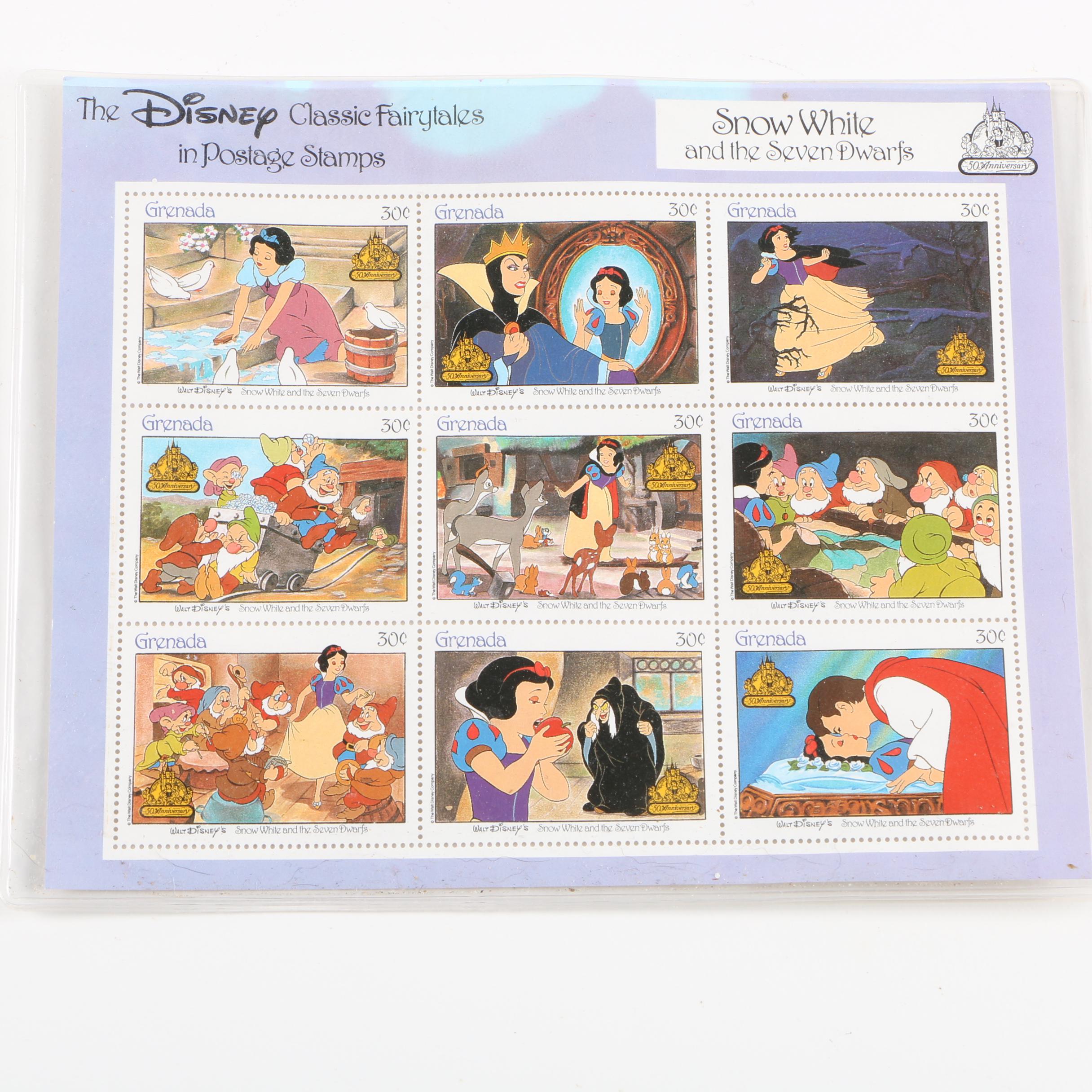 Walt Disney Classic Fairytales Snow White Postage Stamps