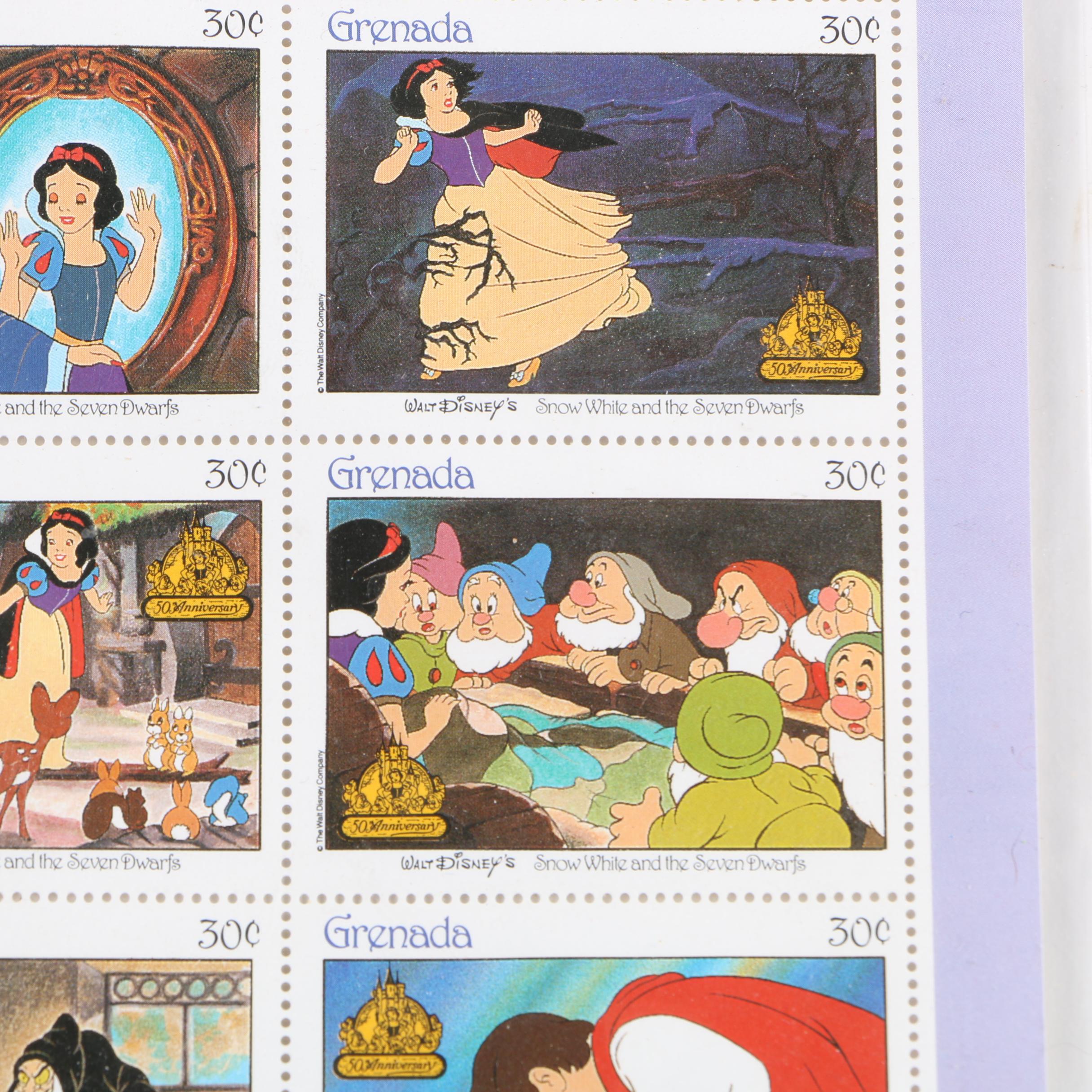 Walt Disney Classic Fairytales Snow White Postage Stamps