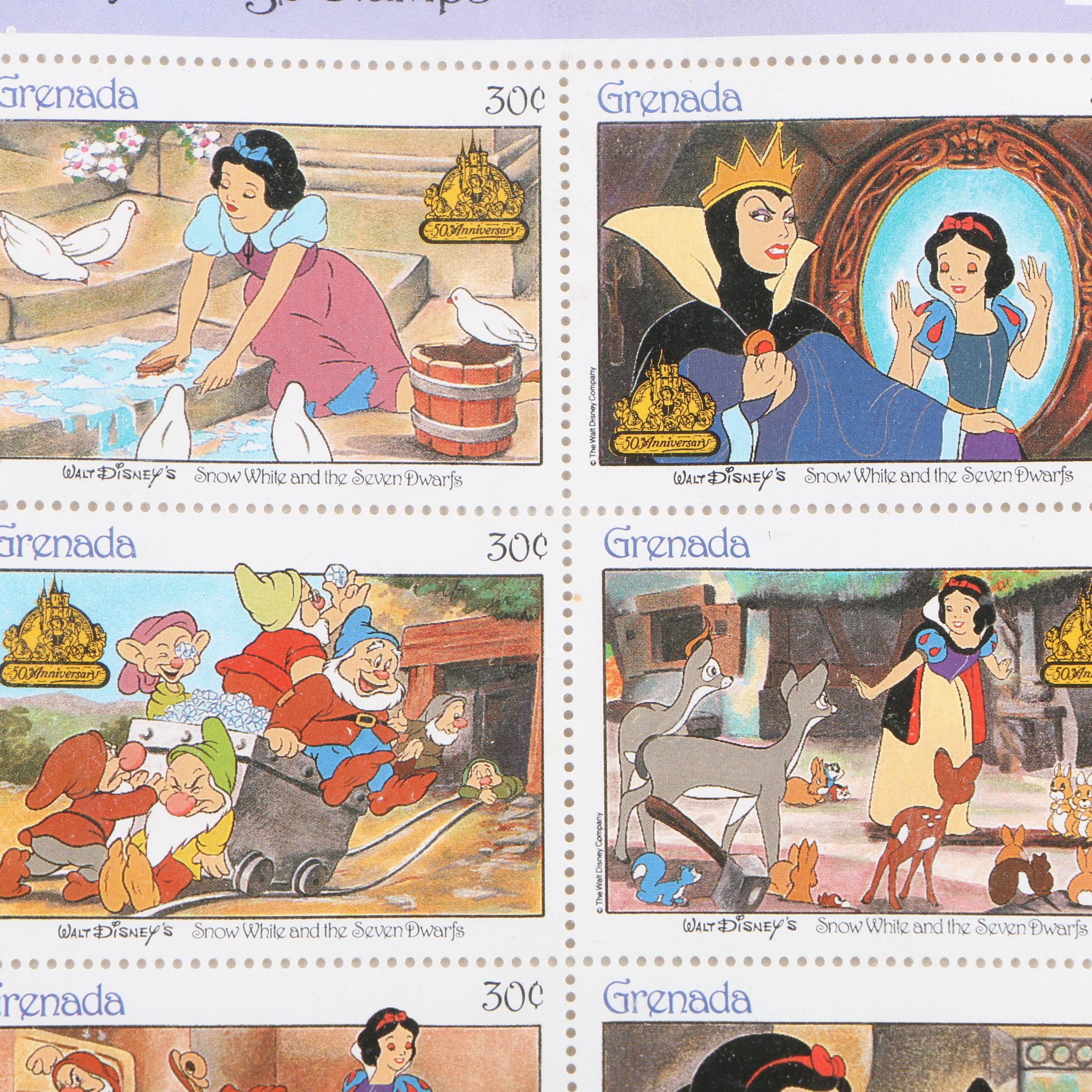 Walt Disney Classic Fairytales Snow White Postage Stamps