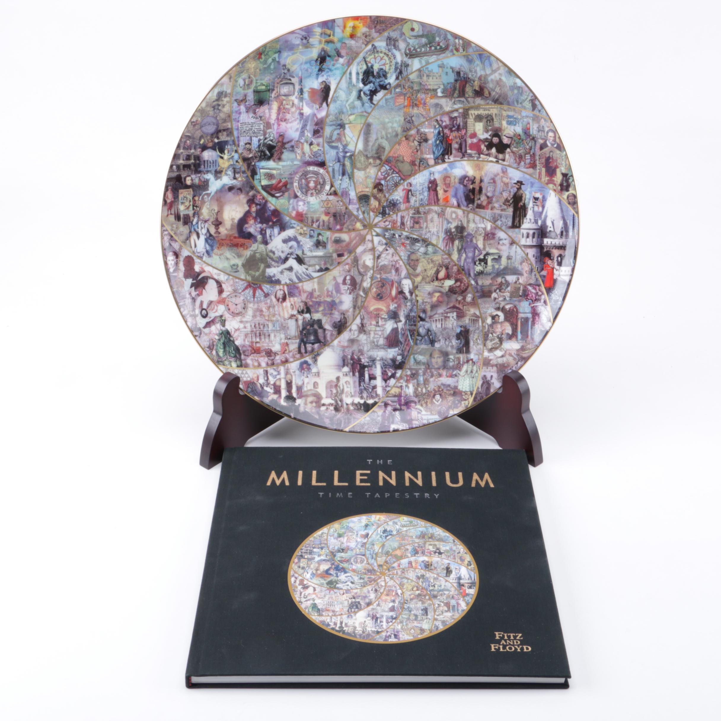 "The Millennium Time Tapestry" Plate by Fitz and Floyd and Book