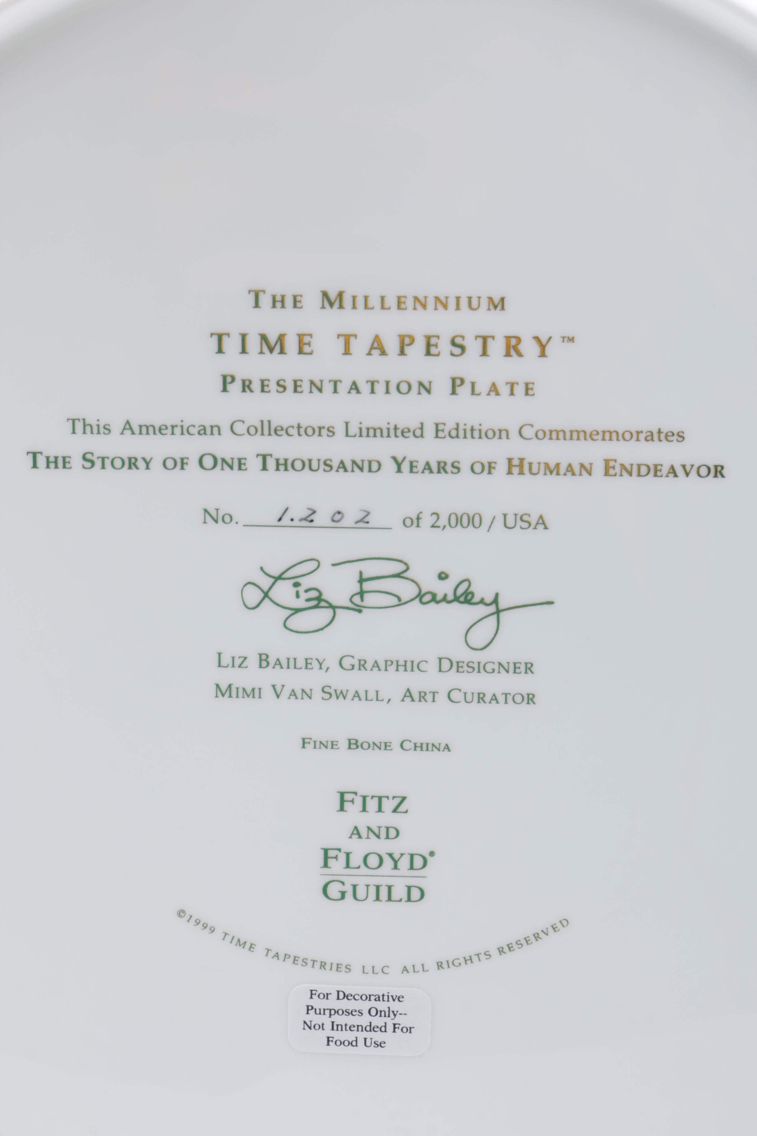 "The Millennium Time Tapestry" Plate by Fitz and Floyd and Book