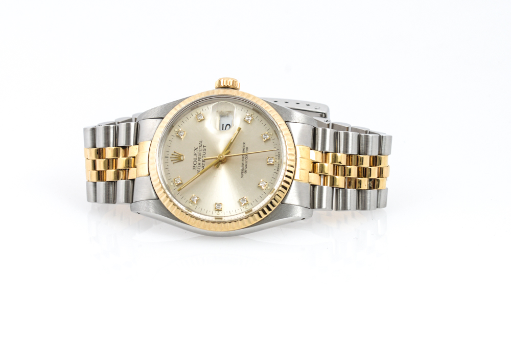 Vintage Rolex 18K Yellow Gold Datejust Diamond Watch