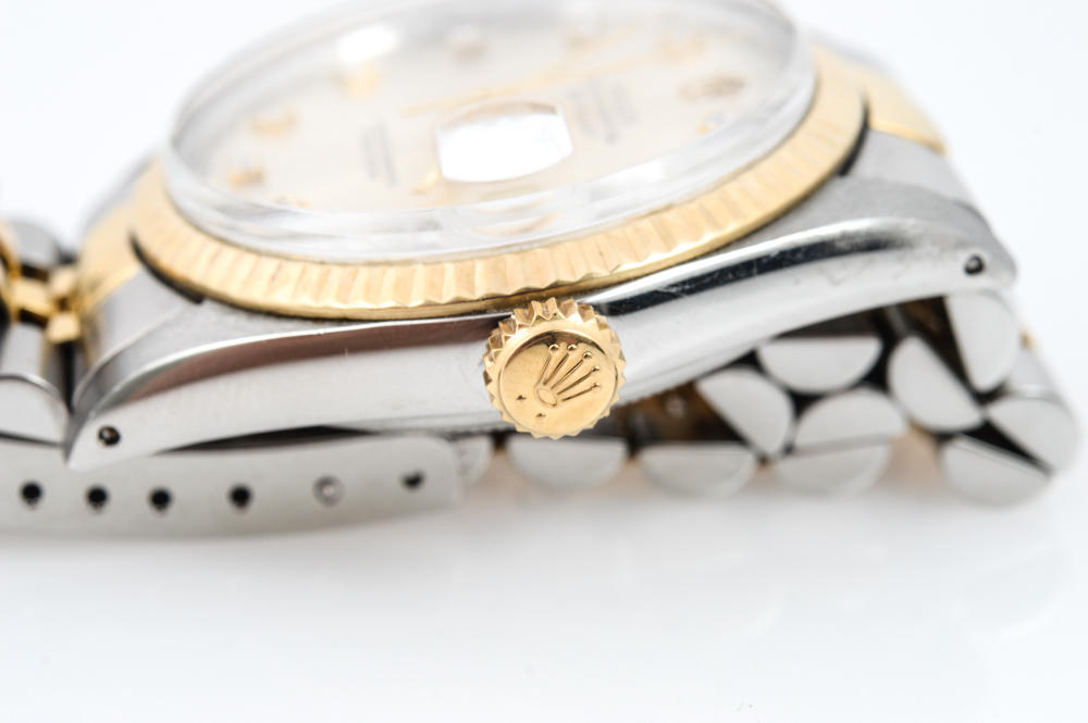 Vintage Rolex 18K Yellow Gold Datejust Diamond Watch